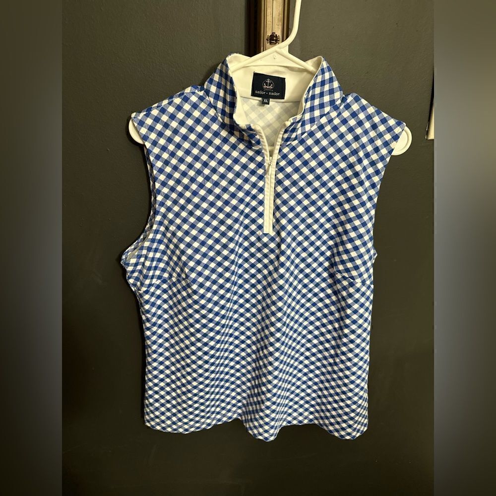Sailor-Sailor Britt Sleeveless top Size XL Gingham Blue Checkered print EUC